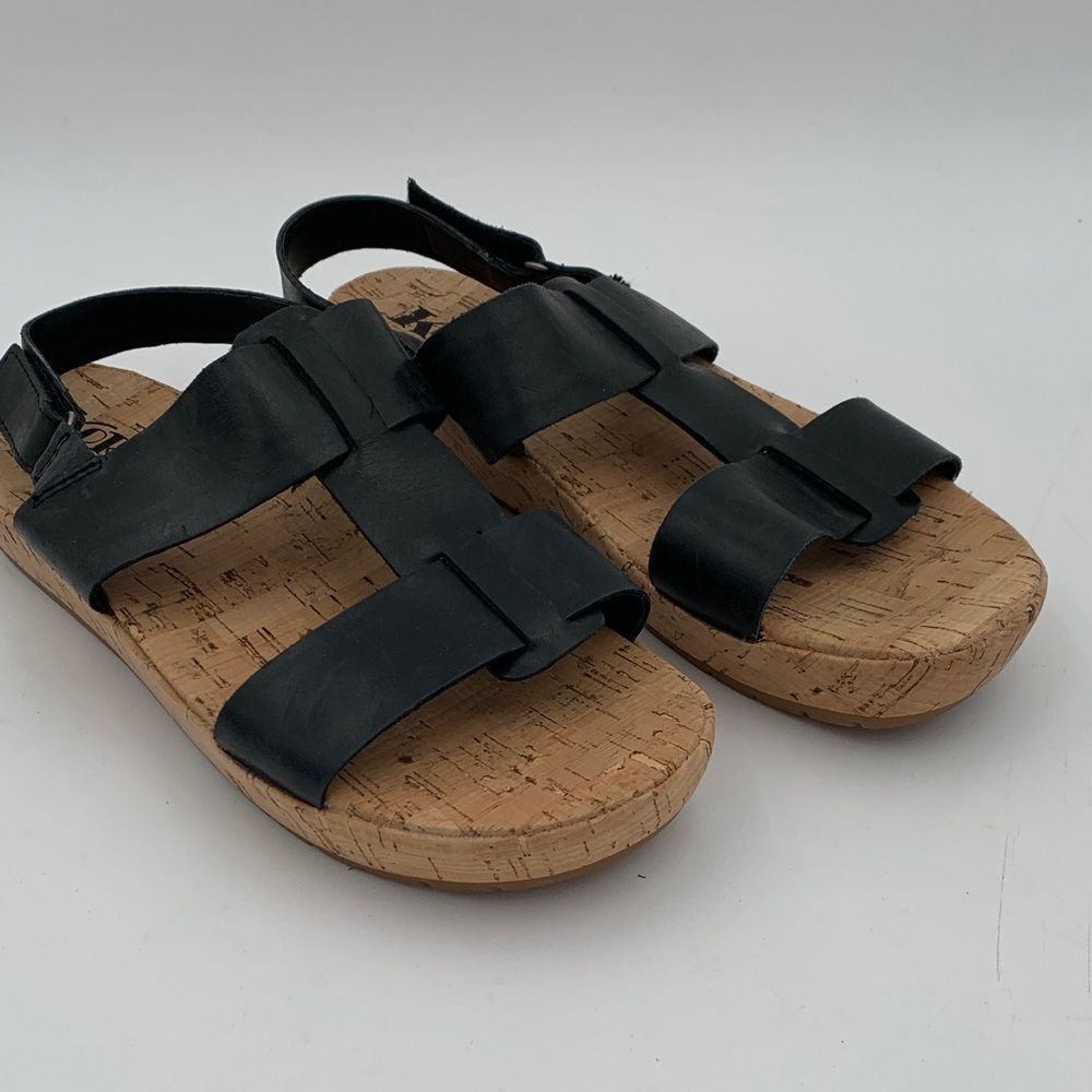 Kork-Ease Black Leather Cork Platform Strappy Sandals Size 8 - Picture 3 of 11